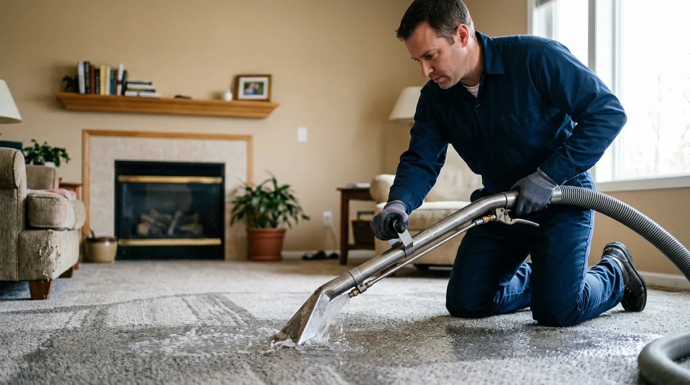 Water damage restoration technician working near Riverside, WA